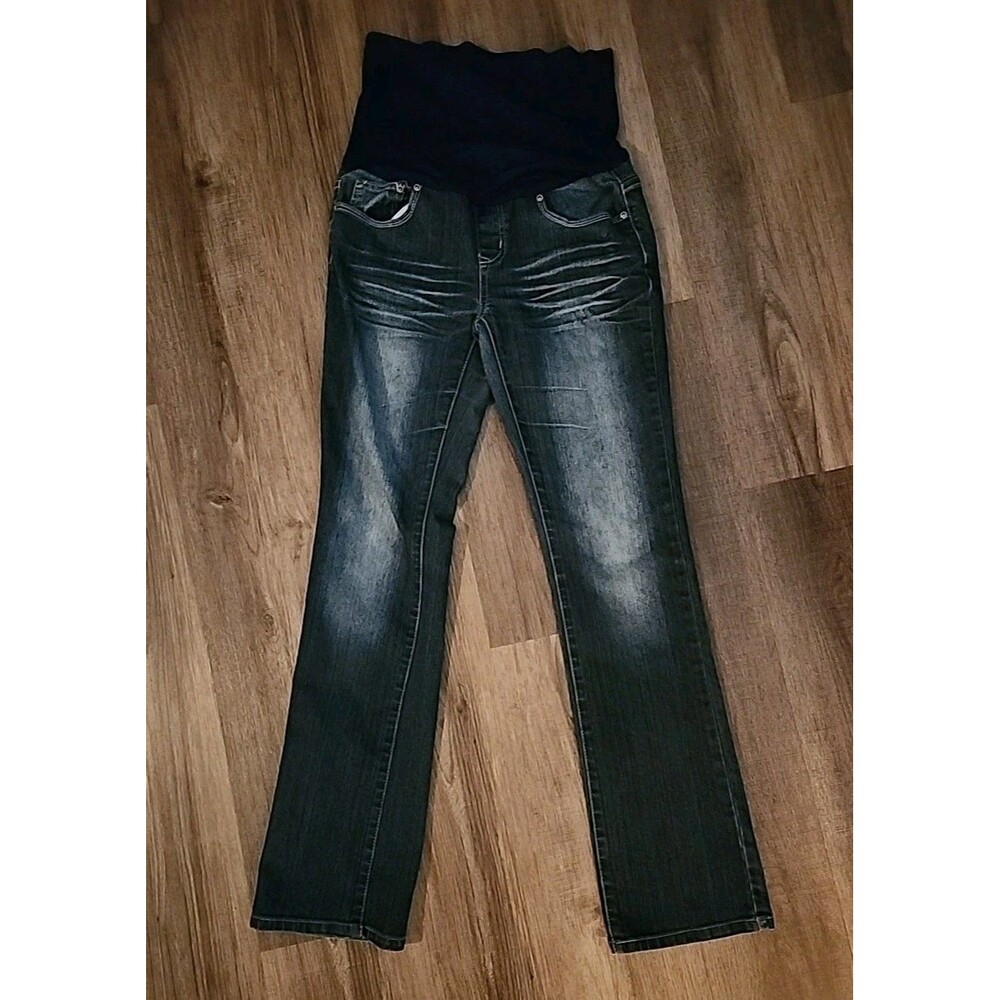 Demin Diva Maternity Jeans Small Bootcut Medium Wash Denim Distressed